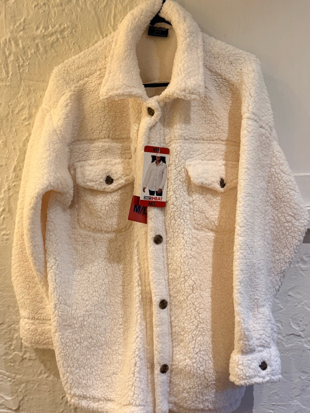 Women’s Cream Sherpa Shacket - Cozy Button-Up Jacket
